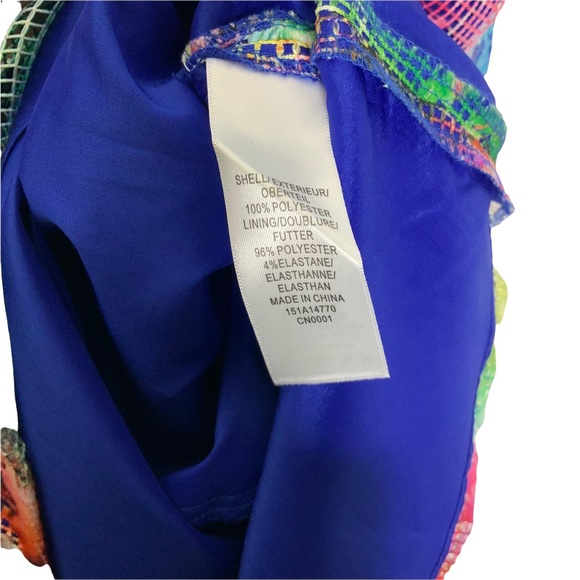 Aidan By Aidan Mattox Mesh Multi Color Floral Print A-line Dress w/ Pockets Sz 6 - Picture 4 of 8